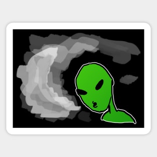 Alien blowing smoke Sticker